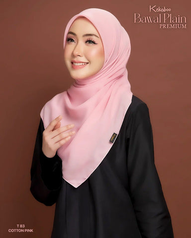 BAWAL PLAIN COTTON PREMIUM (T83 COTTON PINK) - TUDUNG KEKABOO - LIMITED AND EXCLUSIVE