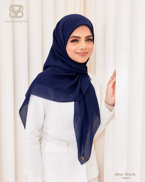 VANILA SCARVES PLAIN BLUE BLACK (VS042)