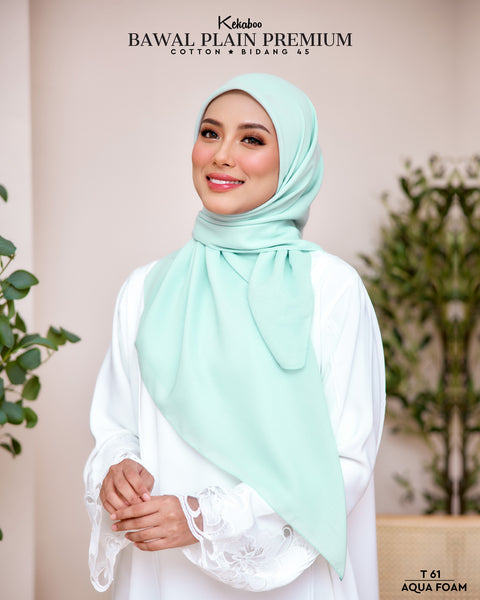 BAWAL PLAIN PREMIUM COTTON BIDANG 45 AQUA FOAM (T61)