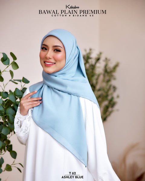 BAWAL PLAIN PREMIUM COTTON BIDANG 45 ASHLEY BLUE (T62)