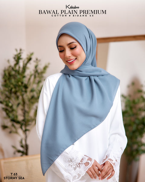 BAWAL PLAIN PREMIUM COTTON BIDANG 45 STORMY SEA (T63)