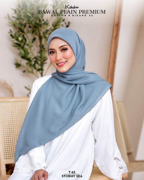 BAWAL PLAIN PREMIUM COTTON BIDANG 45 STORMY SEA (T63)