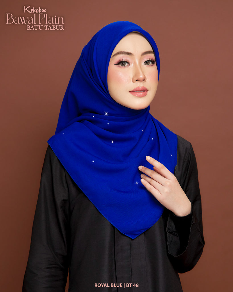 BAWAL PLAIN BATU TABUR (BT48 ROYAL BLUE) TUDUNG KEKABOO