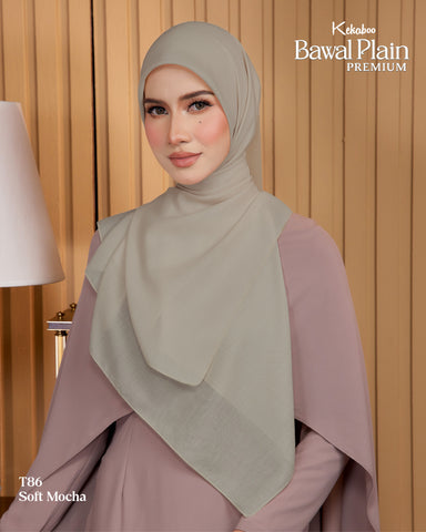 BAWAL PLAIN COTTON PREMIUM (T86 SOFT MOCHA) - TUDUNG KEKABOO - LIMITED AND EXCLUSIVE