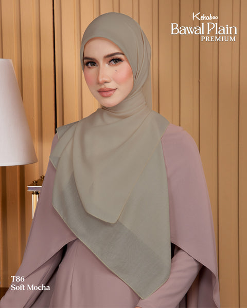 BAWAL PLAIN COTTON PREMIUM (T86 SOFT MOCHA) - TUDUNG KEKABOO - LIMITED AND EXCLUSIVE