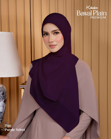 BAWAL PLAIN COTTON PREMIUM (T80 PURPLE VELVET) - TUDUNG KEKABOO - LIMITED AND EXCLUSIVE