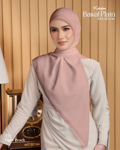 BAWAL PLAIN COTTON PREMIUM (T76 LIGHT PEACH) - TUDUNG KEKABOO - LIMITED AND EXCLUSIVE