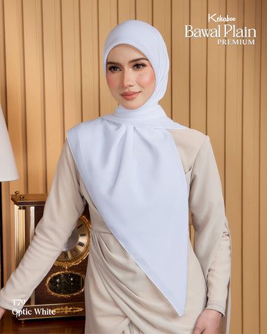 BAWAL PLAIN COTTON PREMIUM (T79 OPTIC WHITE) - TUDUNG KEKABOO - LIMITED AND EXCLUSIVE