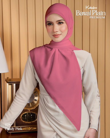 BAWAL PLAIN COTTON PREMIUM (T75 CANDY PINK) - TUDUNG KEKABOO - LIMITED AND EXCLUSIVE