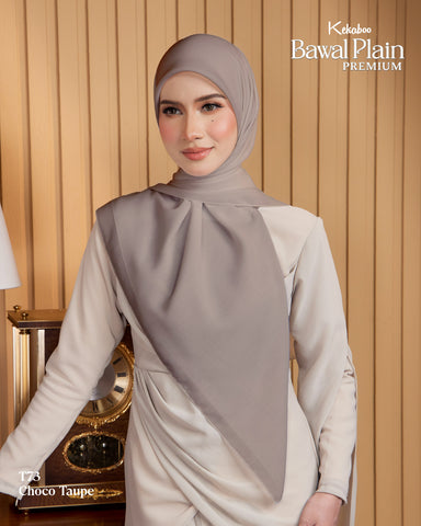 BAWAL PLAIN COTTON PREMIUM (T73 CHOCO TAUPE) - TUDUNG KEKABOO - LIMITED AND EXCLUSIVE