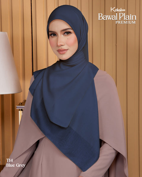 BAWAL PLAIN COTTON PREMIUM (T14 BLUE GREY) - TUDUNG KEKABOO - LIMITED AND EXCLUSIVE