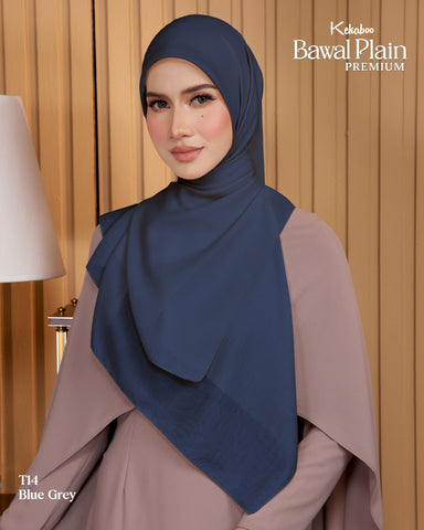 BAWAL PLAIN COTTON PREMIUM (T14 BLUE GREY) - TUDUNG KEKABOO - LIMITED AND EXCLUSIVE