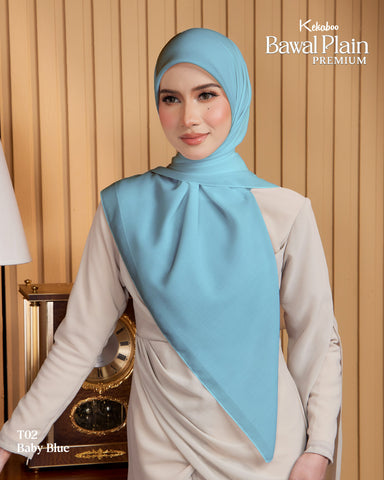 BAWAL PLAIN COTTON PREMIUM (T02 BABY BLUE) - TUDUNG KEKABOO - LIMITED AND EXCLUSIVE
