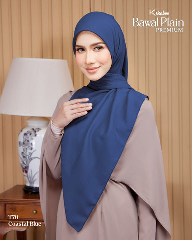 BAWAL PLAIN COTTON PREMIUM (T70 COASTAL BLUE) - TUDUNG KEKABOO - LIMITED AND EXCLUSIVE