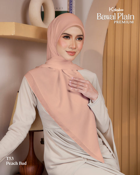 BAWAL PLAIN COTTON PREMIUM (T53 PEACH BUD) - TUDUNG KEKABOO - LIMITED AND EXCLUSIVE