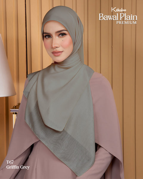 BAWAL PLAIN COTTON PREMIUM (T67 GRIFFIN GREY) - TUDUNG KEKABOO - LIMITED AND EXCLUSIVE
