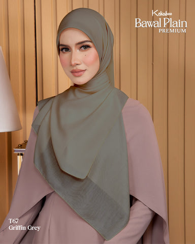BAWAL PLAIN COTTON PREMIUM (T67 GRIFFIN GREY) - TUDUNG KEKABOO - LIMITED AND EXCLUSIVE