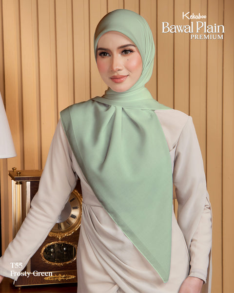 BAWAL PLAIN COTTON PREMIUM (T55 FROSTY GREEN ) - TUDUNG KEKABOO - LIMITED AND EXCLUSIVE