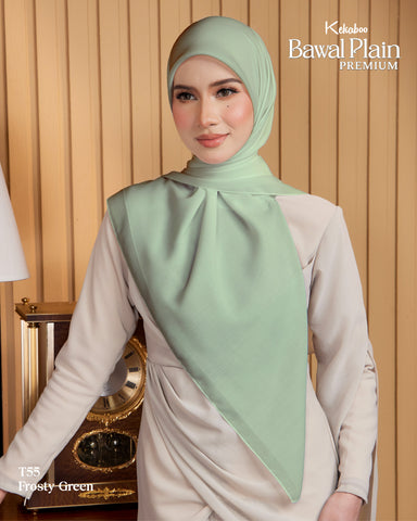 BAWAL PLAIN COTTON PREMIUM (T55 FROSTY GREEN ) - TUDUNG KEKABOO - LIMITED AND EXCLUSIVE