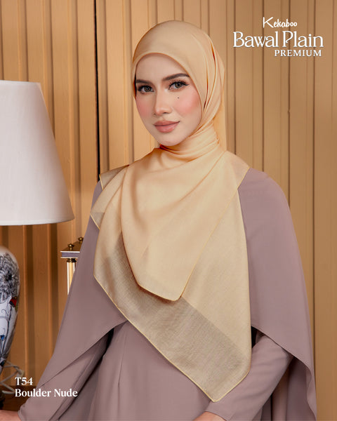 BAWAL PLAIN PREMIUM COTTON (T54 BOULDER NUDE) - TUDUNG KEKABOO - LIMITED AND EXCLUSIVE