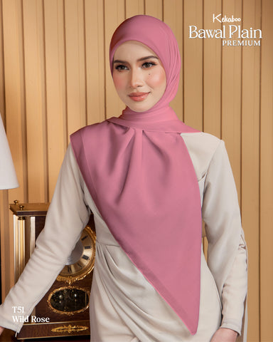 BAWAL PLAIN PREMIUM COTTON (T51 WILD ROSE) - TUDUNG KEKABOO - LIMITED AND EXCLUSIVE