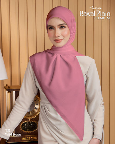 BAWAL PLAIN PREMIUM COTTON (T51 WILD ROSE) - TUDUNG KEKABOO - LIMITED AND EXCLUSIVE