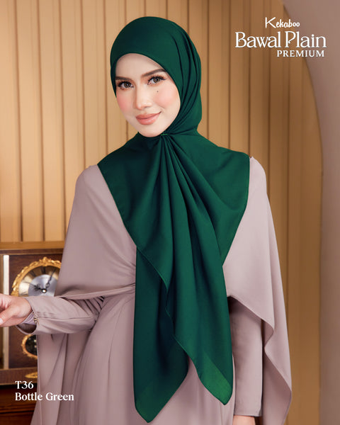 BAWAL PLAIN COTTON PREMIUM (T36 BOTTLE GREEN) - TUDUNG KEKABOO - LIMITED AND EXCLUSIVE