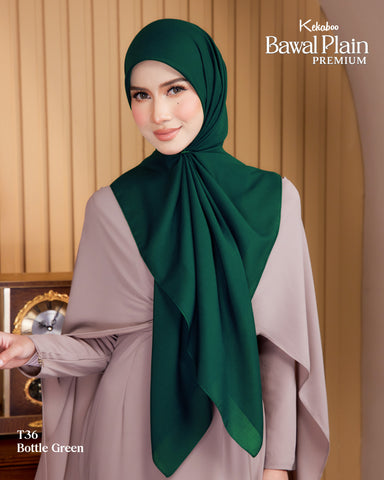 BAWAL PLAIN COTTON PREMIUM (T36 BOTTLE GREEN) - TUDUNG KEKABOO - LIMITED AND EXCLUSIVE