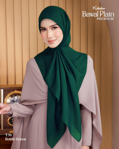 BAWAL PLAIN COTTON PREMIUM (T36 BOTTLE GREEN) - TUDUNG KEKABOO - LIMITED AND EXCLUSIVE
