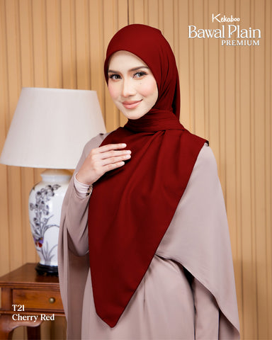 BAWAL PLAIN COTTON PREMIUM (T21 CHERRY RED) - TUDUNG KEKABOO - LIMITED AND EXCLUSIVE