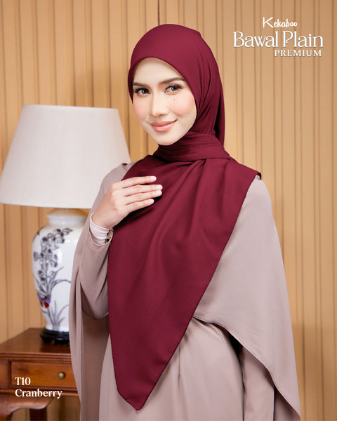 BAWAL PLAIN COTTON PREMIUM (T10 CRANBERRY) - TUDUNG KEKABOO - LIMITED AND EXCLUSIVE