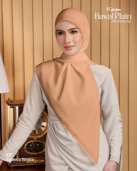 BAWAL PLAIN COTTON PREMIUM (T17 TAPIOCA BROWN) - TUDUNG KEKABOO - LIMITED AND EXCLUSIVE