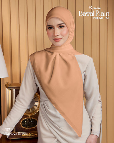 BAWAL PLAIN COTTON PREMIUM (T17 TAPIOCA BROWN) - TUDUNG KEKABOO - LIMITED AND EXCLUSIVE