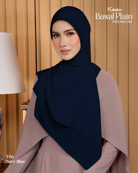 BAWAL PLAIN COTTON PREMIUM (T06 NAVY BLUE) - TUDUNG KEKABOO - LIMITED AND EXCLUSIVE