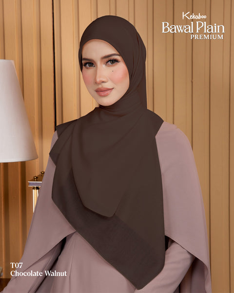 BAWAL PLAIN COTTON PREMIUM (T07 CHOCOLATE WALNUT) - TUDUNG KEKABOO - LIMITED AND EXCLUSIVE