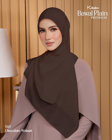 BAWAL PLAIN COTTON PREMIUM (T07 CHOCOLATE WALNUT) - TUDUNG KEKABOO - LIMITED AND EXCLUSIVE