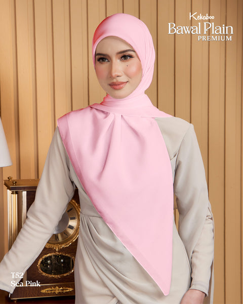 BAWAL PLAIN COTTON PREMIUM (T52 SEA PINK) - TUDUNG KEKABOO - LIMITED AND EXCLUSIVE