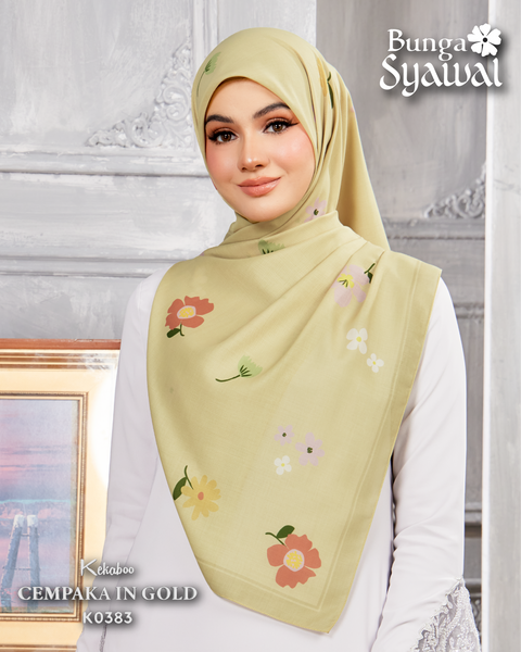 KEKABOO BUNGA SYAWAL CEMPAKA IN GOLD (K0383) - TUDUNG KEKABOO - LIMITED AND EXCLUSIVE