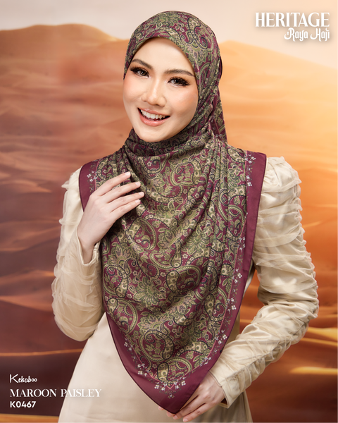 KEKABOO HERITAGE MAROON PAISLEY (K0467) - TUDUNG KEKABOO - LIMITED AND EXCLUSIVE