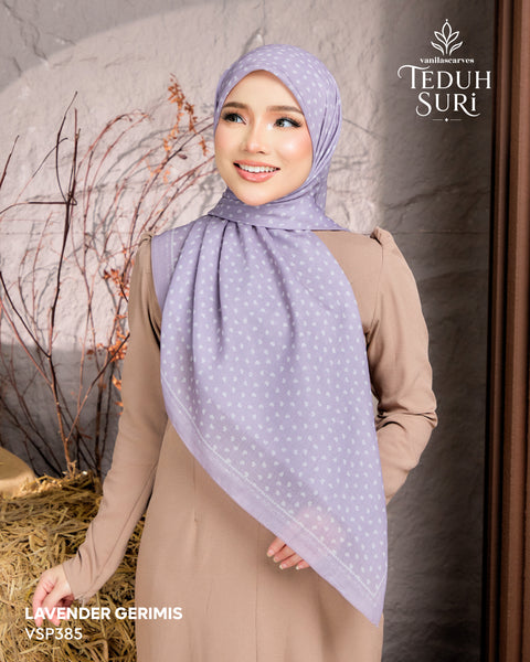 VANILA SCARVES TEDUH SURI LAVENDER GERIMIS (VSP385)