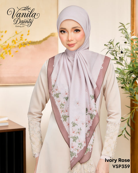 VANILA SCARVES DAINTY IVORY ROSE (VSP359)