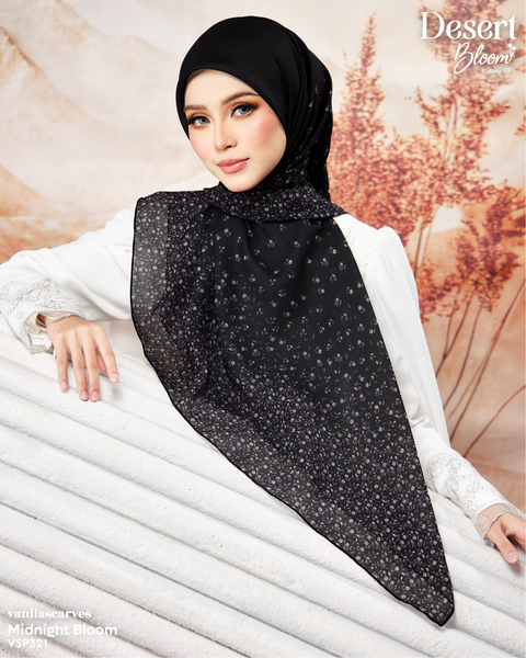 VANILA SCARVES MIDNIGHT BLOOM (VSP321) - TUDUNG KEKABOO - LIMITED AND EXCLUSIVE
