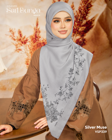 VANILA SCARVES SERI BUNGA SILVER MUSE (VSP339) - TUDUNG KEKABOO - LIMITED AND EXCLUSIVE
