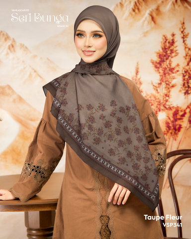 VANILA SCARVES SERI BUNGA TAUPE FLEUR (VSP341)