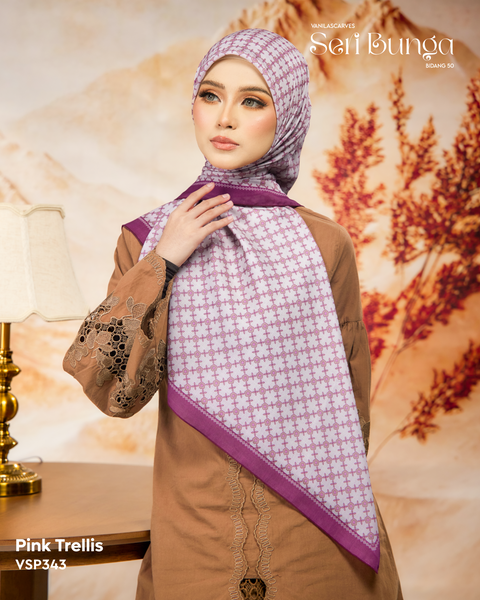 VANILA SCARVES SERI BUNGA PINK TRELLIS (VSP343)