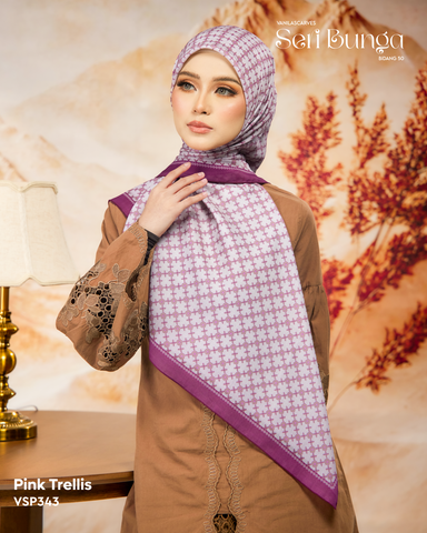 VANILA SCARVES SERI BUNGA PINK TRELLIS (VSP343)