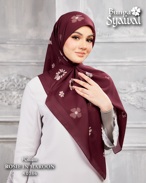 KEKABOO BUNGA SYAWAL ROSIE IN MAROON (K0384) - TUDUNG KEKABOO - LIMITED AND EXCLUSIVE