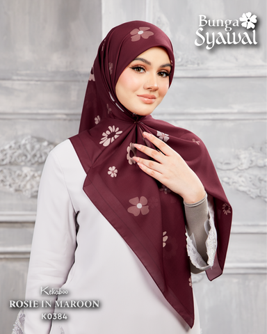 KEKABOO BUNGA SYAWAL ROSIE IN MAROON (K0384) - TUDUNG KEKABOO - LIMITED AND EXCLUSIVE