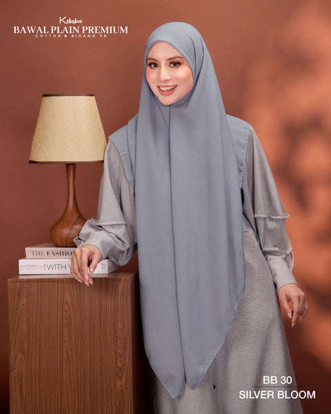 BAWAL PLAIN PREMIUM COTTON B58 (BB30 SILVER BLOOM) - TUDUNG KEKABOO - LIMITED AND EXCLUSIVE