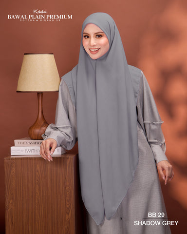 BAWAL PLAIN PREMIUM COTTON B58 (BB29 SHADOW GREY) - TUDUNG KEKABOO - LIMITED AND EXCLUSIVE